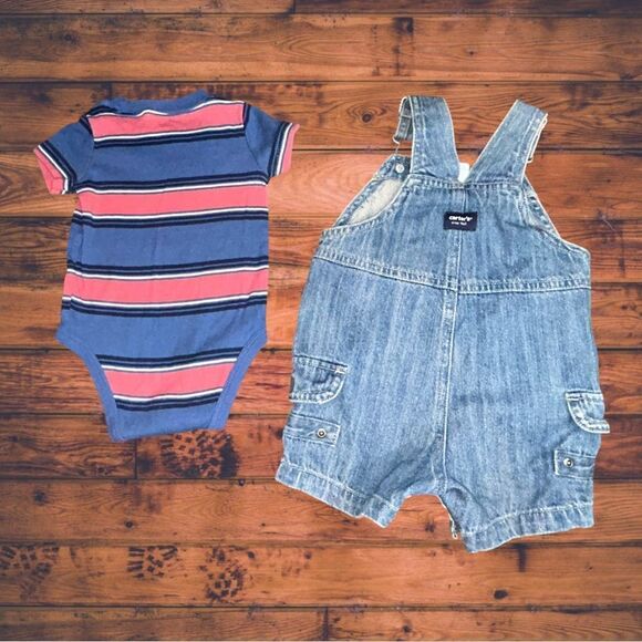 5 for $25🔥Carter's Shirt & Denim Overalls Set Boys Size 6 Months - Picture 2 of 4
